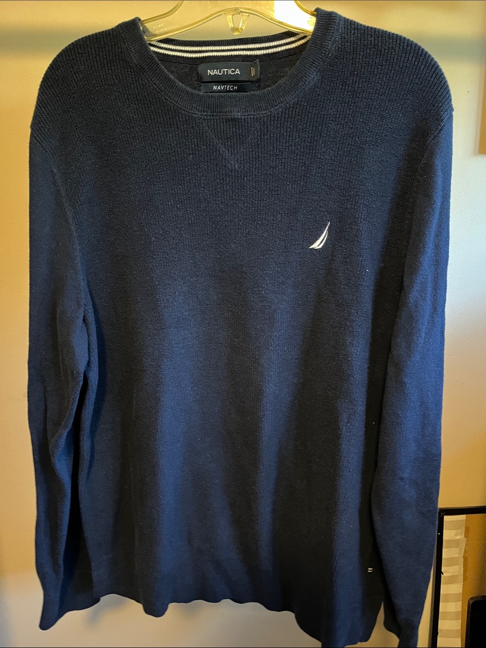 Nautica Men's Navy Crewneck with Sail Emblem